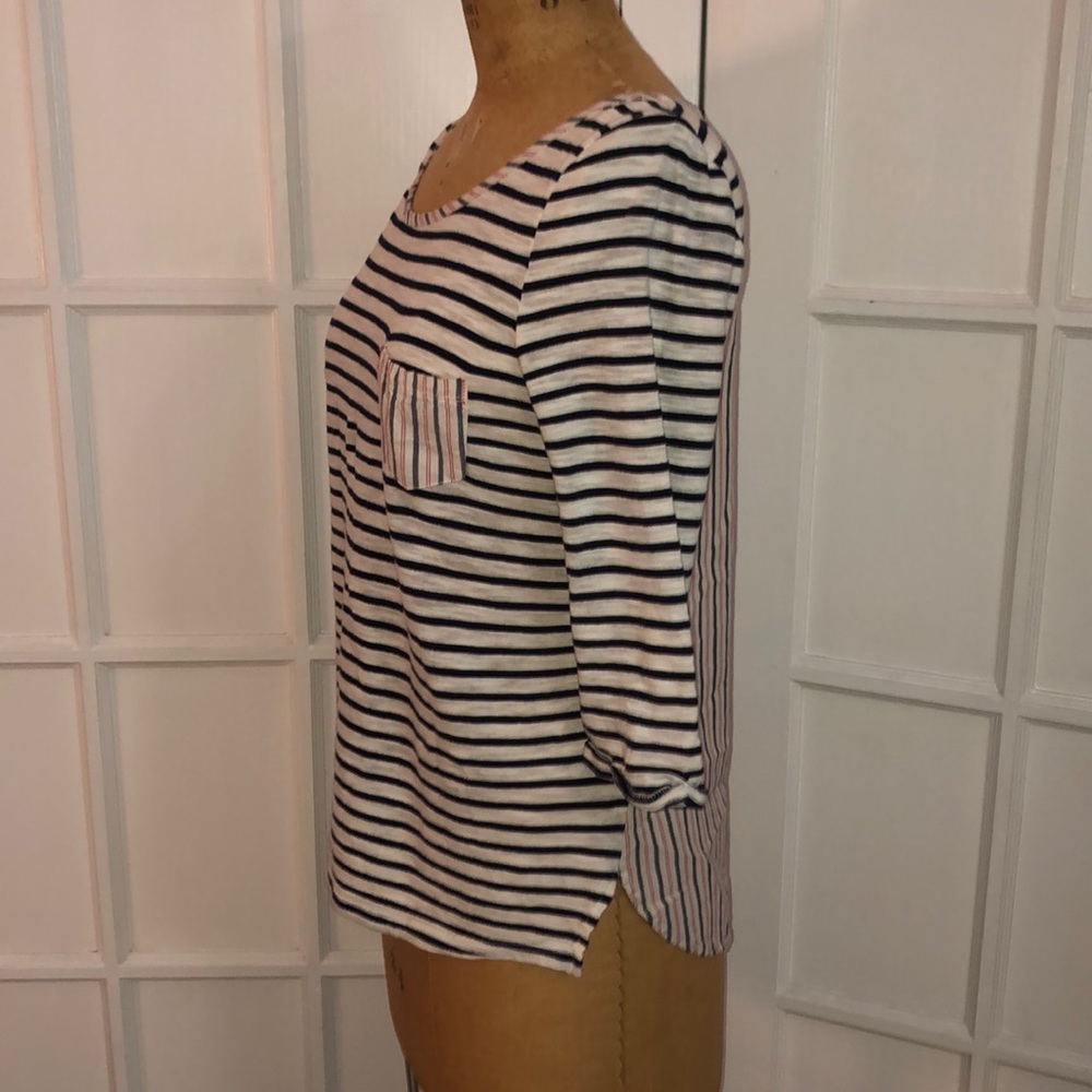 Anthro Postmark Striped Button Back Pocket T - image 3